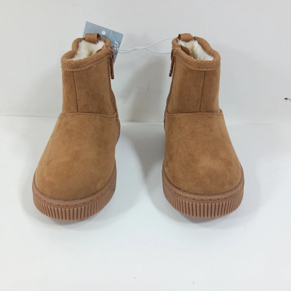 Cat & Jack Toddler Arlo Booties Chestnut Brown Faux Suede Fur Lined Boots Size 7